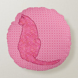 Japanische Katze - Fuchsia Pink Batik Rundes Kissen