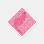Japanische Katze - Fuchsia Pink Batik Serviette (Ecke)