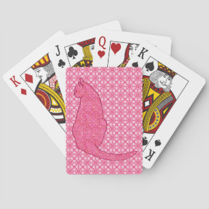 Japanische Katze - Fuchsia Pink Batik Spielkarten