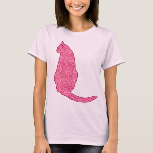 Japanische Katze - Fuchsia Pink Batik T-Shirt (Vorderseite)