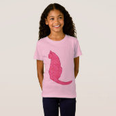 Japanische Katze, Fuchsia Pink Batik T-Shirt (Vorne ganz)