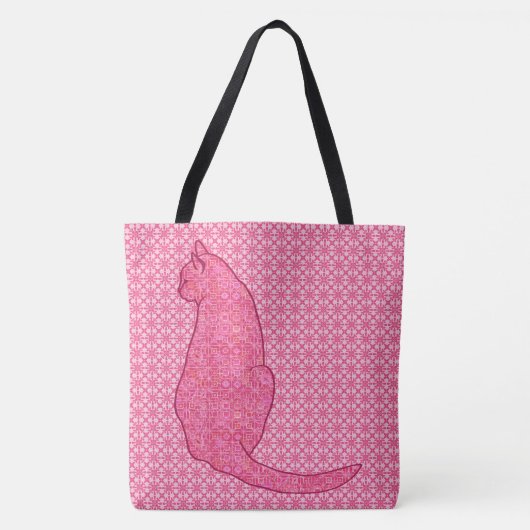 Japanische Katze - Fuchsia Pink Batik Tasche (Vorderseite)