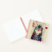 JAPANISCHE KATZE IN SNAKE TATTOO, Rotes Herz Notizblock (Innenseite)
