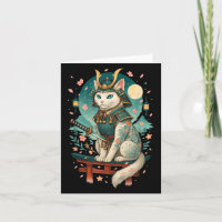 Japanische Katze Kirschblüten Samurai Mondlicht