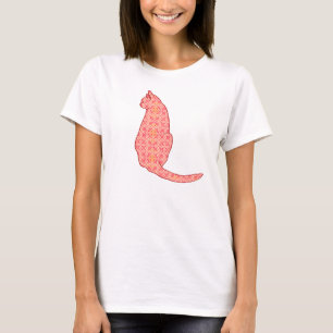 Japanische Katze - Korallenorange Batik T-Shirt
