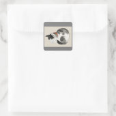 JAPANISCHE KATZE MIT MASK-STICKERS-ETIKETTEN QUADRATISCHER AUFKLEBER (Tasche)