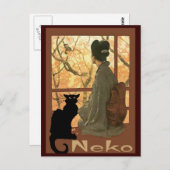 Japanische Katze Neko Postkarte (Vorne/Hinten)