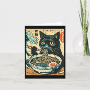 Japanische Katze Ramen Great Wave Vintag Art Food  Karte