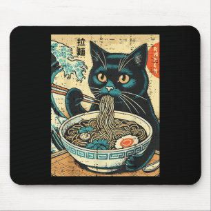 Japanische Katze Ramen Great Wave Vintag Art Food Mousepad