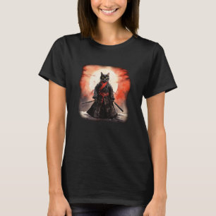 Japanische Katze Samurai - Dunkle ästhetische Neko T-Shirt