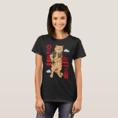 Japanische Katze Samurai Kaiju Warrior Ronin Bushi T-Shirt (Vorne ganz)