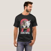 Japanische Katze Samurai Katana Sameowrai Anime Fu T-Shirt (Vorne ganz)