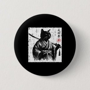 Japanische Katze Samurai Tai Chi Ninja Art Men Boy Button
