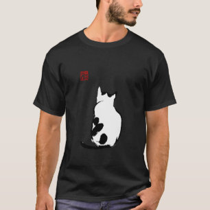 Japanische Katze Schwarz und Weiß T-Shirt