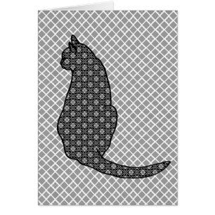Japanische Katze - Schwarz-Weiß-Kimono-Druck