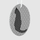 Japanische Katze - Schwarz-Weiß-Kimono-Druck Ornament (Vorderseite)