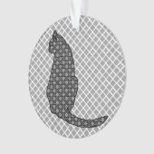 Japanische Katze - Schwarz-Weiß-Kimono-Druck Ornament (Vorderseite)