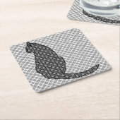 Japanische Katze - Schwarz-Weiß-Kimono-Druck Rechteckiger Pappuntersetzer (angewinkelt)