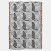 Japanische Katze - Schwarzweiss-Kimono-Druck Decke (Vorderseite Vertikal)