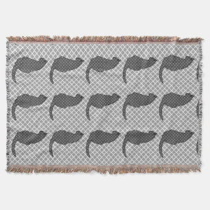 Japanische Katze - Schwarzweiss-Kimono-Druck Decke