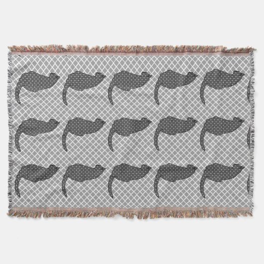 Japanische Katze - Schwarzweiss-Kimono-Druck Decke (Vorderseite)