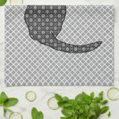 Japanische Katze - Schwarzweiss-Kimono-Druck Handtuch (Gefaltet)