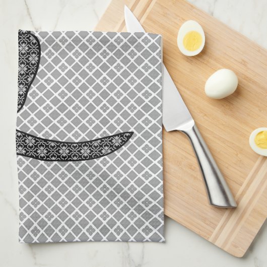 Japanische Katze - Schwarzweiss-Kimono-Druck Handtuch (Viertel Falte)