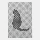 Japanische Katze - Schwarzweiss-Kimono-Druck Handtuch (Vertikal)