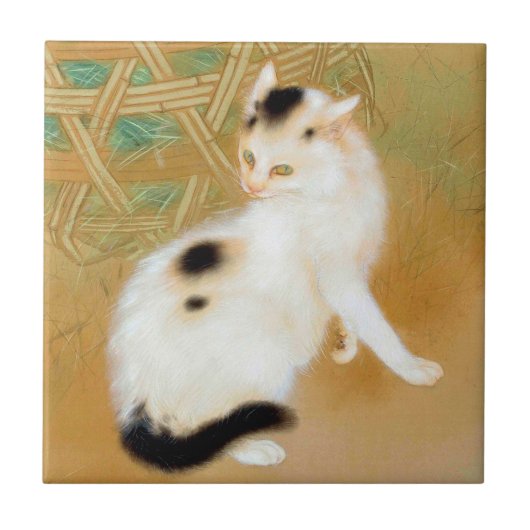 Japanische Katze, Takeuchi Seihō, japanische Kunst Fliese (Vorderseite)