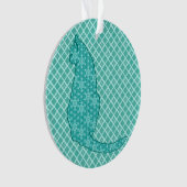 Japanische Katze - Türkisfarben Kimono Print Ornament (Vorderseite)