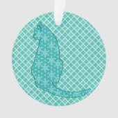 Japanische Katze - Türkisfarben Kimono Print Ornament (Vorderseite)