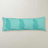 Japanische Katze - Türkisfarben Kimono Print Seitenschläferkissen (Rückseite)