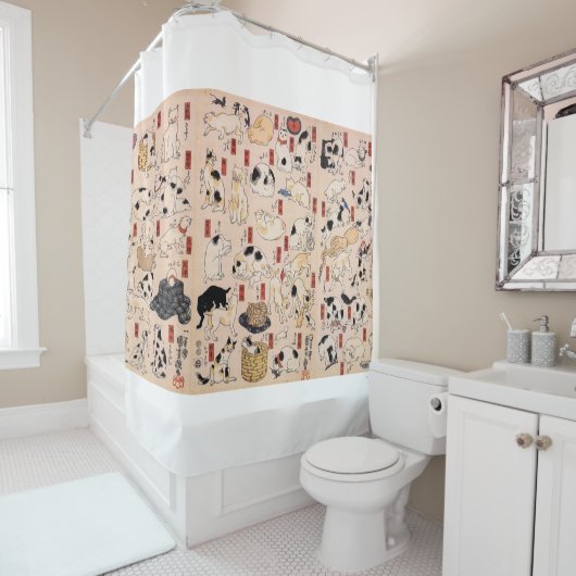 Japanische Katzen aus der Edo-Ära, Kuniyoshi, Ukiy Duschvorhang (Beispiel)