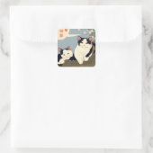 Japanische Katzen blühender Baum Aufkleber (Tasche)