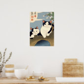 Japanische Katzen blühender Baum Wandkunst Poster (Küche)