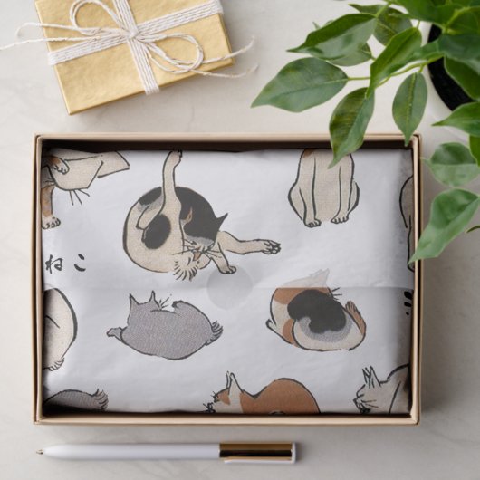 Japanische Katzen (Farbwechsel im Hintergrund mögl Seidenpapier (Geschenk)