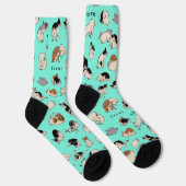 Japanische Katzen (hintergrundfarbe anpassbar) Socken (Rechts)