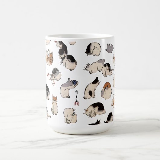 Japanische Katzen, Hiroshige, Ukiyo-e Kaffeetasse (Mittel)