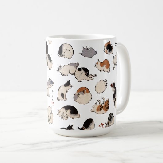 Japanische Katzen, Hiroshige, Ukiyo-e Kaffeetasse (VorderseiteRechts)