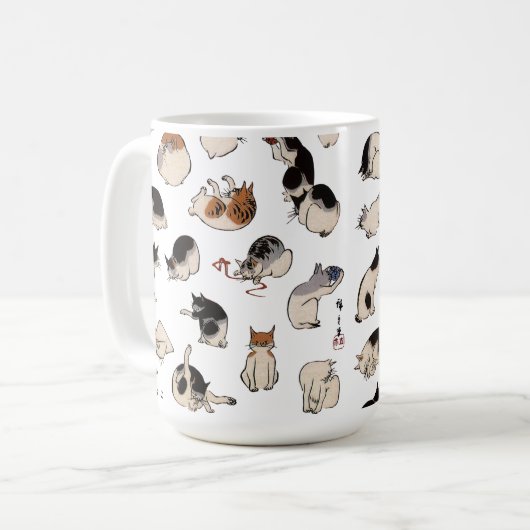 Japanische Katzen, Hiroshige, Ukiyo-e Kaffeetasse (Vorderseite Links)