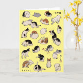 Japanische Katzen, Hiroshige, Ukiyo-e Karte (Gelbe Blume)