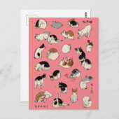 Japanische Katzen, Hiroshige, Ukiyo-e Postcard Postkarte (Vorne/Hinten)