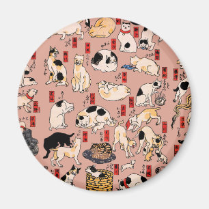 Japanische Katzen Holzschnitt ukiyo-e Vintage Kitt Magnet