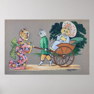 Japanische Katzen, Louis Wain Poster