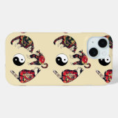 JAPANISCHE KATZEN, ROTE TATTOOS, YIN YANG Case-Mate iPhone HÜLLE (Rückseite (Horizontal))