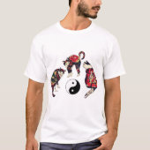 JAPANISCHE KATZEN, ROTE TATTOOS, YIN YANG T-Shirt (Vorderseite)