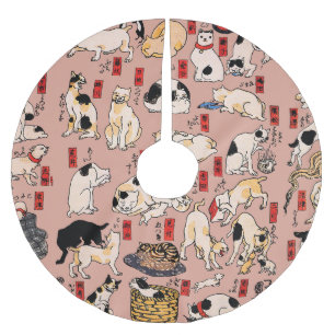 Japanische Katzen Ukiyo-e Art Funny Polyester Weihnachtsbaumdecke