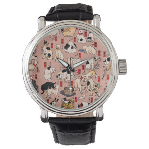 Japanische Katzen Ukiyo-e Funny kitty Armbanduhr