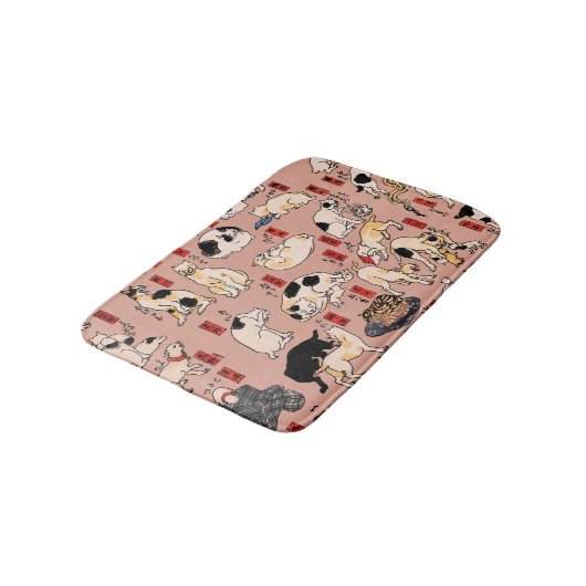 Japanische Katzen Ukiyo-e Funny kitty Badematte (Schrägansicht)
