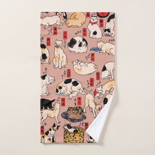 Japanische Katzen Ukiyo-e Funny kitty Badhandtuch Set (Handtuch)
